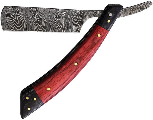 Marbles Razor Pocket Knife Black & Red Pakkawood Folding Damascus Blade 607