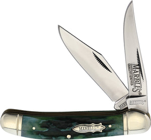 Marbles Copperhead 3.75" Green Jigged Bone Folding Pocket Knife 609