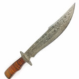 Marbles 15" Stacked Leather Fixed Blade Damascus Bowie Knife + Sheath 622