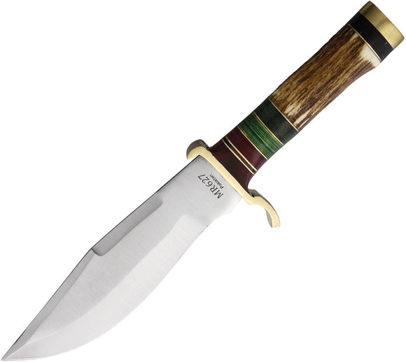 Marbles Hunter Stag Bone Stainless Steel Fixed Blade Knife w/ Belt Sheath 627