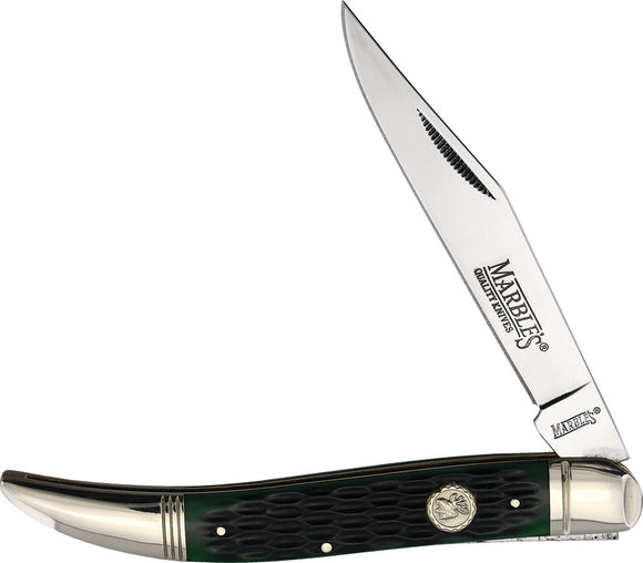 Marbles Toothpick Green Jigged Bone Folding Stainless Clip Pt Pocket Knife 629