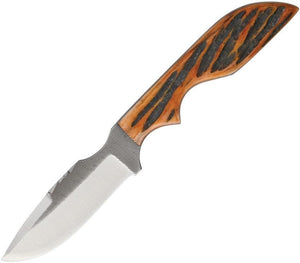 Anza Amber Jigged Bone Handle 6.5" Fixed Blade Knife w/ Belt Sheath