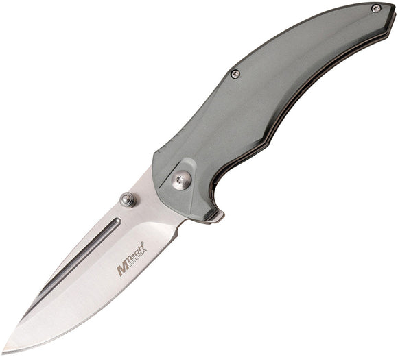 MTech Linerlock Gray Smooth Aluminum Folding 3Cr13 Pocket Knife 1035GY