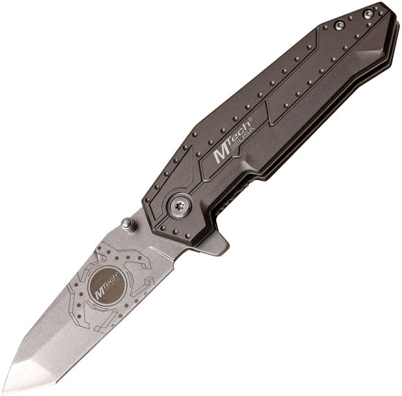 MTech Linerlock Gray Smooth Aluminum Folding 3Cr13 Pocket Knife 1069GY