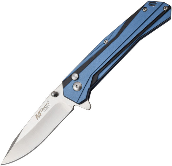 MTech Button Lock Blue/Black Aluminum Folding 3Cr13 Stainless Pocket Knife 1109BL