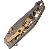Mtech Linerlock Gray & Gold Aluminum Folding Stainless Pocket Knife 1176GY