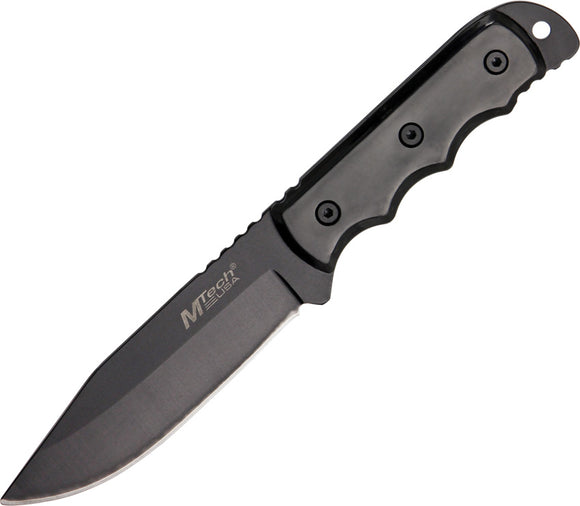 MTech Hunter Black Stainless Drop Pt Fixed Blade Knife w/ Belt Sheath 2035BK