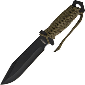 MTech Fixed Blade Full Tang Black Stainless Cord Wrapped Knife 10.5" 528C