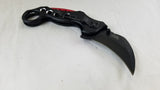 MTECH Black & Red Karambit Claw Finger Hole Tactical Folding Knife - 529BK