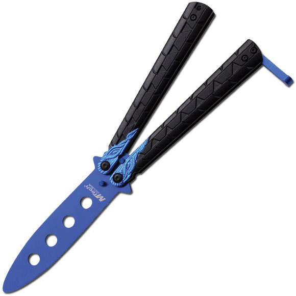 MTech Balisong Trainer Black & Blue Aluminunm 3Cr13 Stainless Butterfly Knife 872BL
