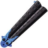 MTech Balisong Trainer Black & Blue Aluminunm 3Cr13 Stainless Butterfly Knife 872BL