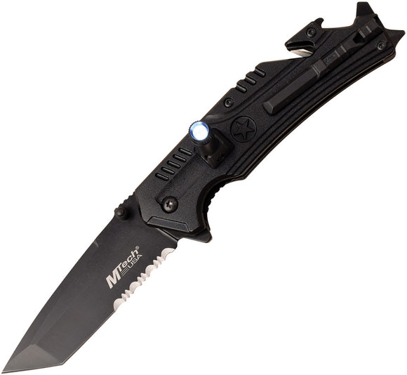 MTech Linerlock A/O Black Aluminum Folding 3Cr13 Steel Pocket Knife A1114BK
