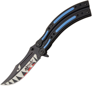 MTech Shark Linerlock A/O Black & Blue Folding 3Cr13 Pocket Knife A1122BL