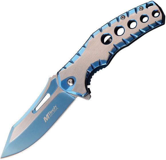 MTech Framelock A/O Blue Stainless Steel Folding 3CR13 Pocket Knife A1124BL