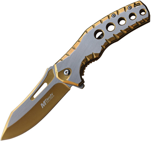 MTech Framelock A/O Gold Stainless Steel Folding 3CR13 Pocket Knife A1124GD