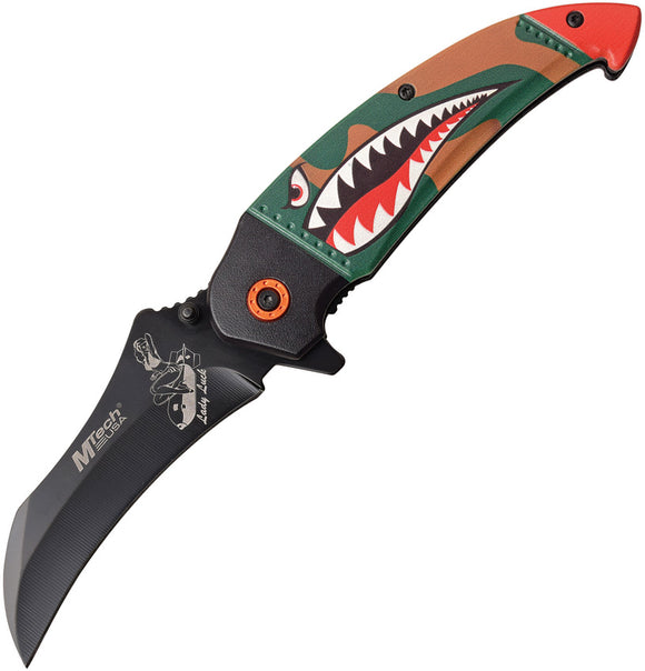 MTech Shark Linerlock A/O Camo Folding 3Cr13 Steel Pocket Knife A1130GN