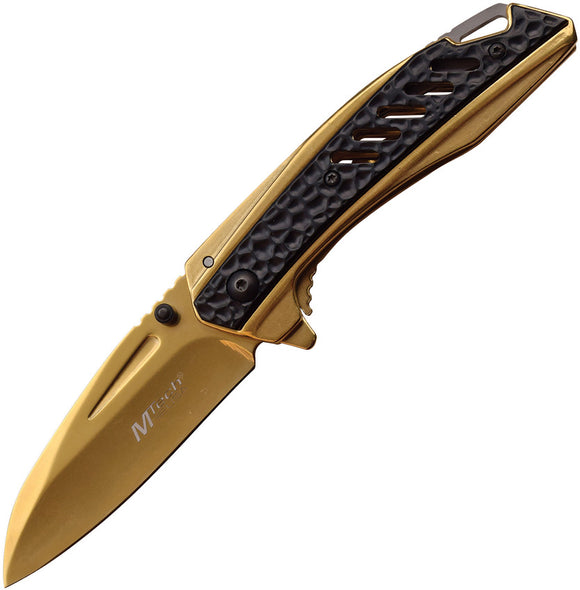 MTech Framelock A/O Gold/Black Folding Stainless Pocket Knife A1133GD