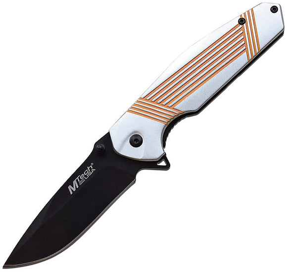 MTech Stripe Framelock A/O White Aluminum Folding 3Cr13 Pocket Knife A1137GOR