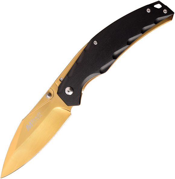 MTech Framelock A/O Gold/Black Aluminum Folding 3Cr13 Pocket Knife A1150GD