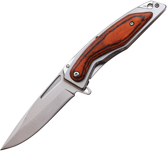 MTech Wood Framelock A/O Brown Wood Folding 3Cr13 Pocket Knife A1153BR