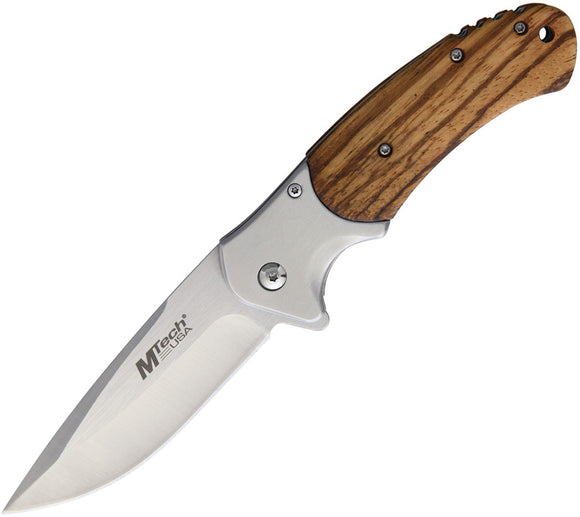 MTech Linerlock A/O Zebrawood Folding Stainless Pocket Knife A1155ZW