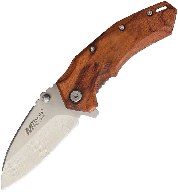 MTech Linerlock A/O Brown Wood Handle Folding Knife 1158BR