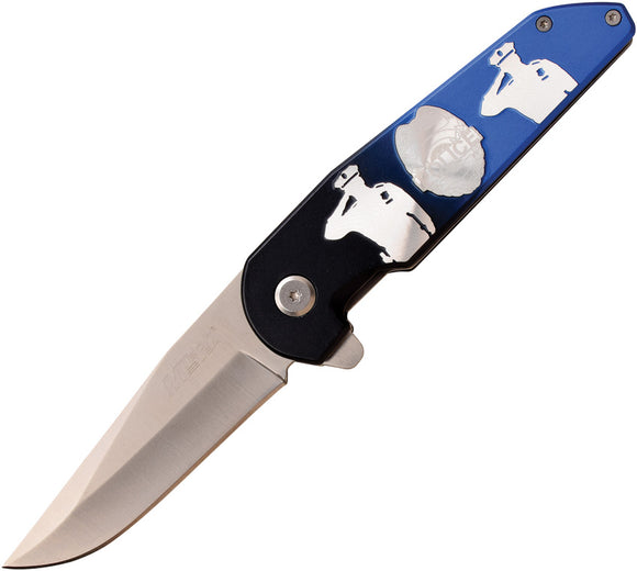 MTech Police Linerlock A/O Blue Aluminum Folding 3Cr13 Pocket Knife A1184PD