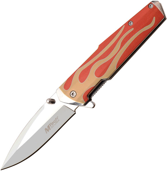 MTech Flame Linerlock A/O Red Stainles Steel Folding 3CR13 Pocket Knife A1185RD