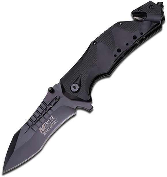 MTech Rescue Linerlock A/O Black Aluminum Folding Pocket Knife A845BK