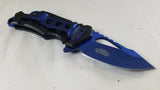 MTech A/O Folding Pocket Blue Plain Blade Knife Textured Handle -  a882bl