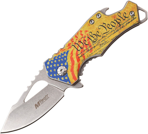 MTech Framelock A/O We The People Stainless Folding 3CR13 Pocket Knife A882CAF