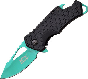 MTech Framelock A/O Black GFN Folding 440 Stainless Green Pocket Knife A882GN