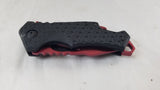 MTech A/O Folding Plain Red Mirror Blade Pocket Knife Black Textured - a882rd
