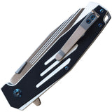 MTech Button Lock Black & White G10 Folding Stainless Wharncliffe Pocket Knife EFDR034WH