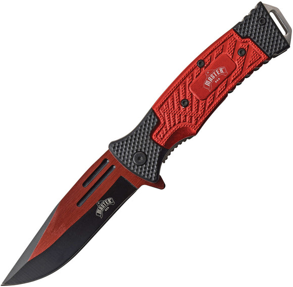 Master USA Linerlock A/O Red Assisted Folding Knife 065rd