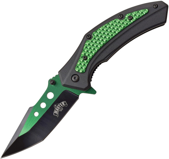 Master USA Linerlock A/O Green Assisted Folding Knife 077gn