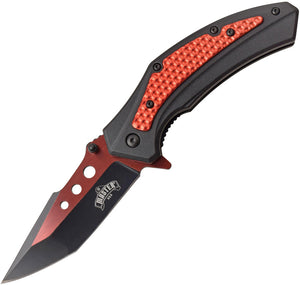 Master USA Linerlock A/O Red Assisted Folding Knife 077rd