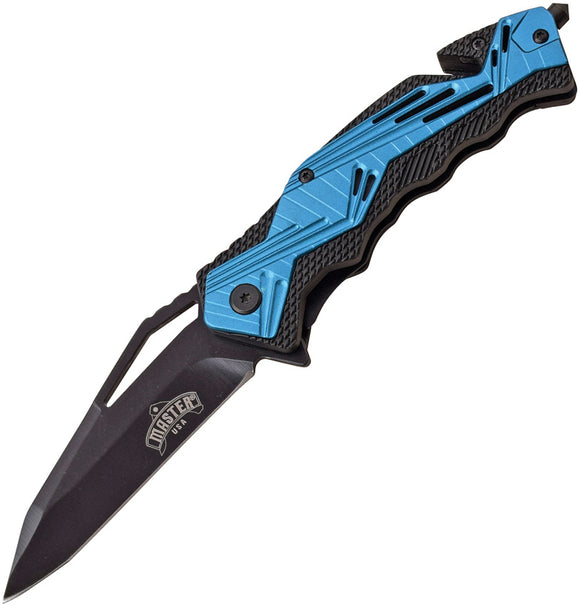 Master USA Linerlock A/O Blue Assisted Folding Knife 079bl