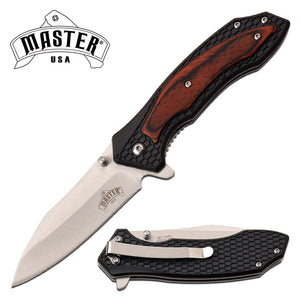 Master USA Linerlock Brown Spring Assisted A/O Folding Knife 096br