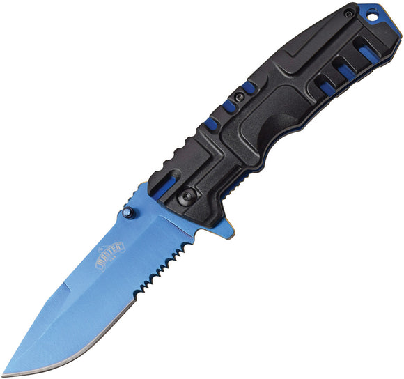 Master USA Linerlock A/O Blue Assisted Folding Knife 097bl