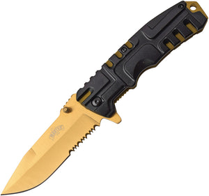 Master USA Linerlock A/O Gold Assisted Folding Knife 097gd
