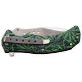 Master Lot of 12 A/O Marijuana Leaf Green Folding 3Cr13 Pocket Knife A111GNXX
