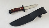 Muela Brown Wood Handle Stainless Sawback Fixed Knife w/ Black Belt Sheath 90972