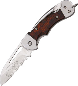 Myerchin Generation 2 Crew Pro Brown Wood Folding Stainless Pocket Knife WF377P