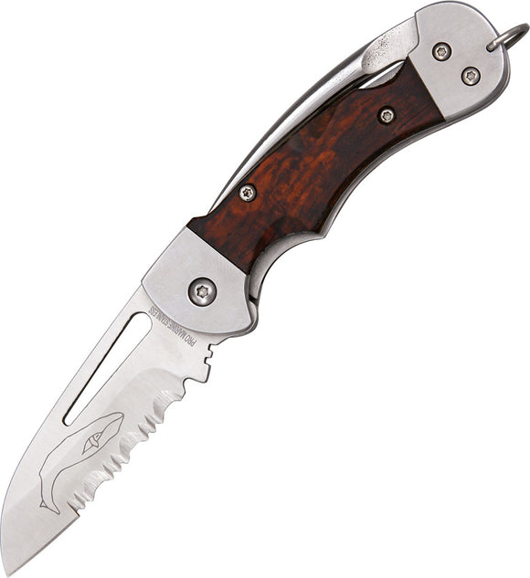 Myerchin Generation 2 Crew Pro Brown Wood Folding Stainless Pocket Knife WF377P