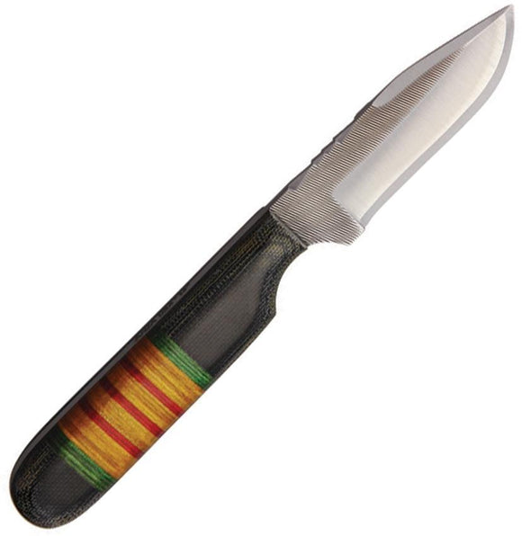 Anza Black Micarta Handle Dymond Wood Inlay Fixed Blade Knife w/ Sheath