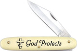 Frost God Protects Folder White Handle Stainless Folding Pocket Knife