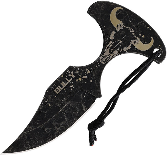N.C. Custom Bully Push Dagger Black Stonewash Aus=8 Fixed Blade Knife c021b