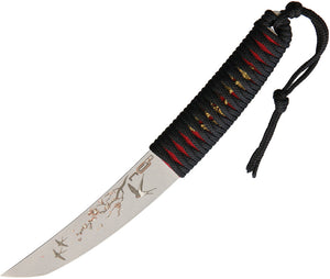 N.C. Custom Haruko Black Cord Wrapped AUS-8 Stainless Fixed Blade Knife 060