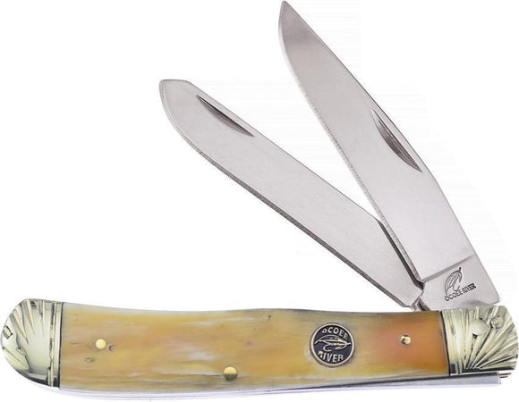 Frost Trapper Ox Horn Handle Ocoee River Stainless Folding Blades Knife